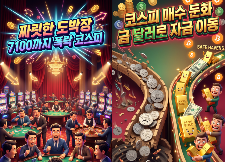 폭락-혼조세-코스피-거래량둔화-금달러-자금이동