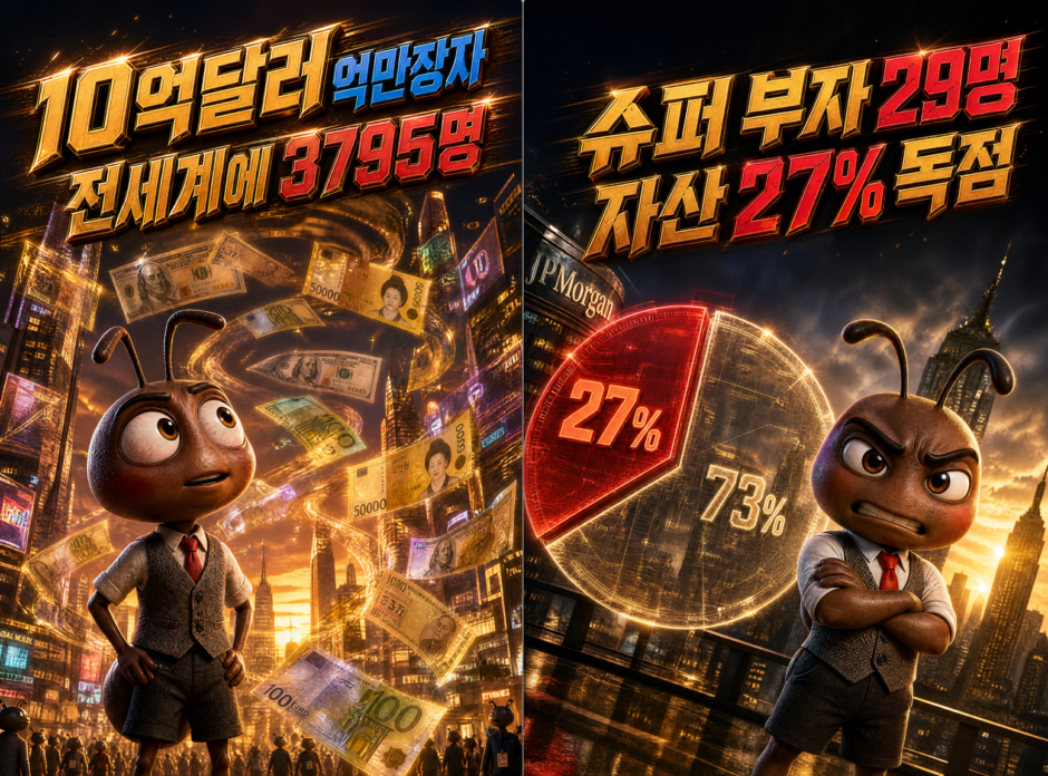 억만장자가 세계 자산의 27% 독점, 불과 29명이 장악하는 부의 쏠림